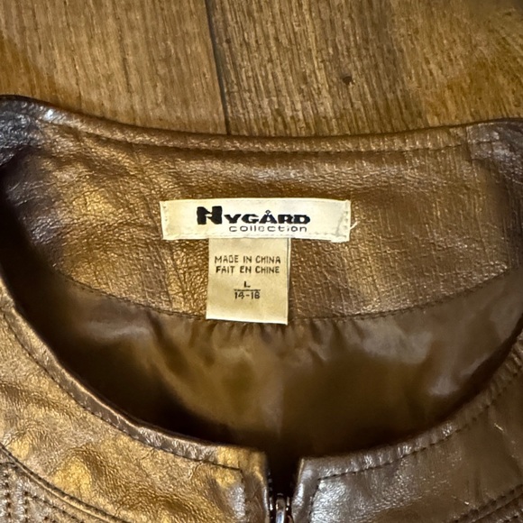 Nygard Collection leather Brown Geometric Blazer - Picture 2 of 5